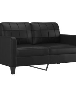 Divano A 2 Posti Con Cuscini Nero 140 Cm In Similpelle