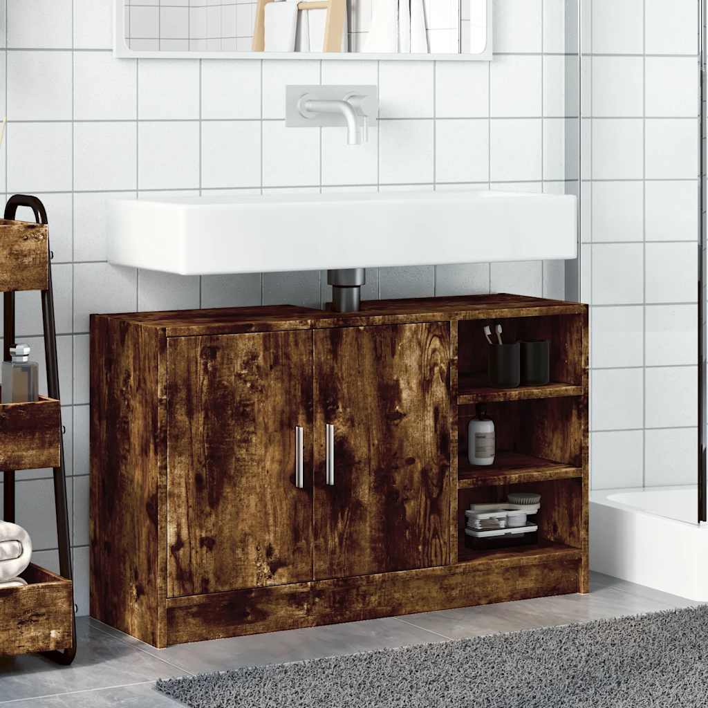 Mobile Lavabo Rovere Fumo 90x29x55 Cm In Truciolare - Image 3
