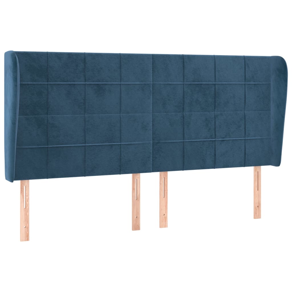 Testiera Ad Orecchio Blu Scuro 183x23x118/128 Cm In Velluto