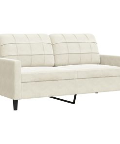 Set Di Divani 3 Pz Con Cuscini E Rinforzi Crema In Velluto