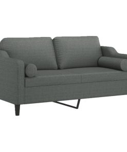 Divano A 2 Posti Con Cuscini Grigio Scuro 140 Cm In Tessuto