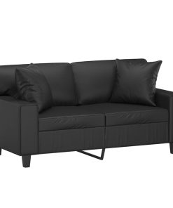 Divano A 2 Posti Con Cuscini Nero 120 Cm In Similpelle