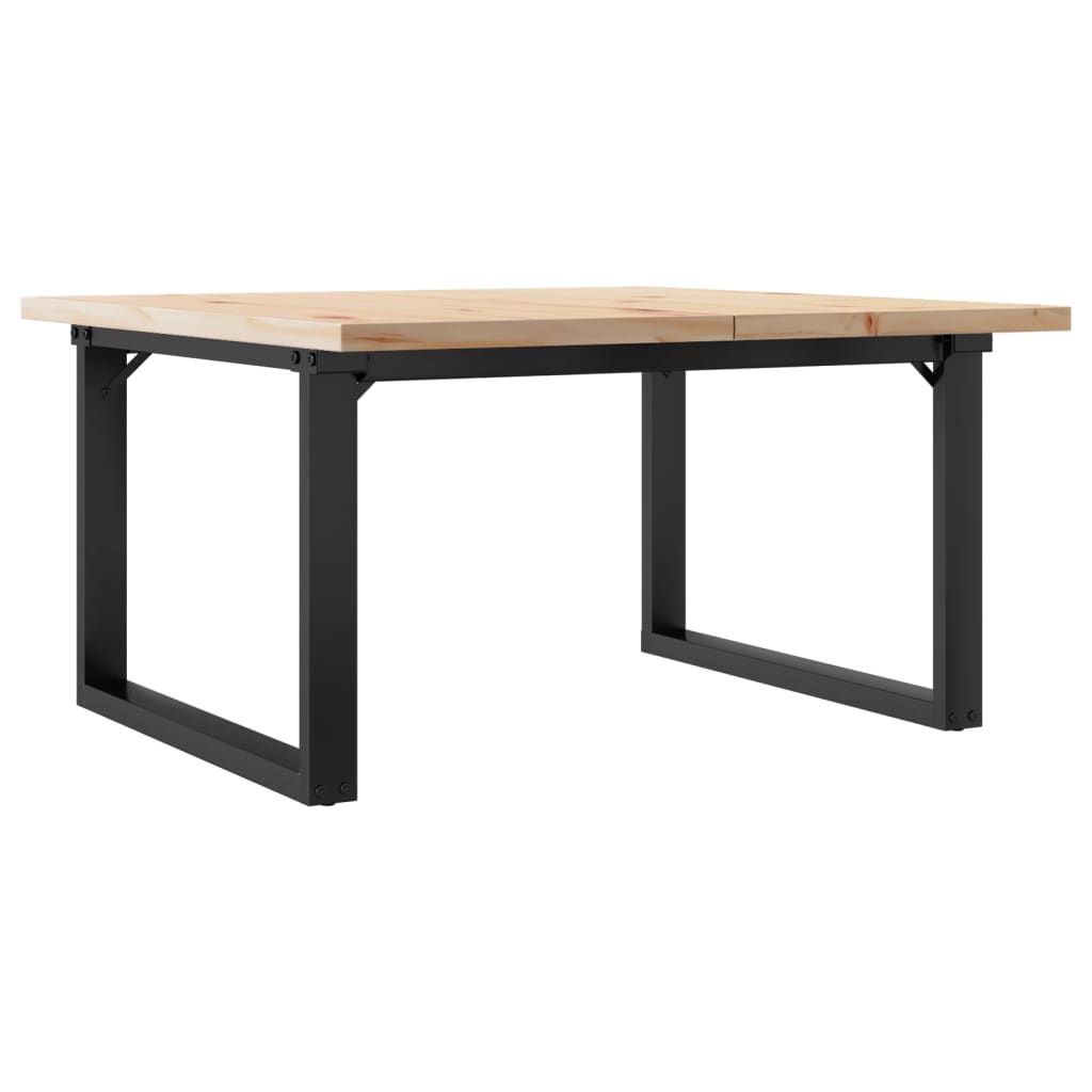 Tavolino Salotto Telaio A O 80x80x45,5cm Legno Pino E Acciaio