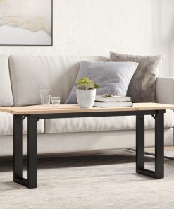 Tavolino Salotto Telaio A O 110x40x45cm Legno Pino E Acciaio