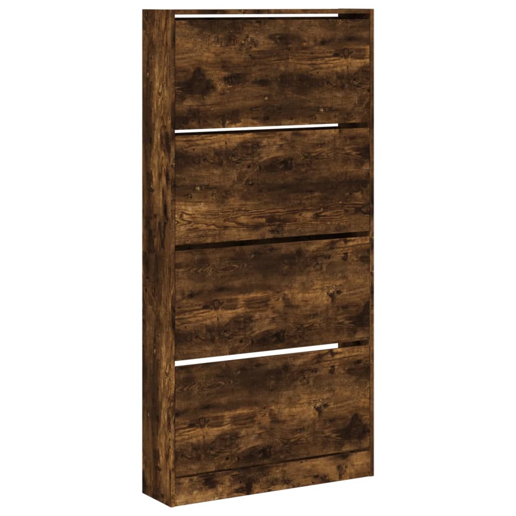 Scarpiera Con 4 Cassetti Ribaltabili Rovere Fumo 80x21x163,5 cm - Image 4