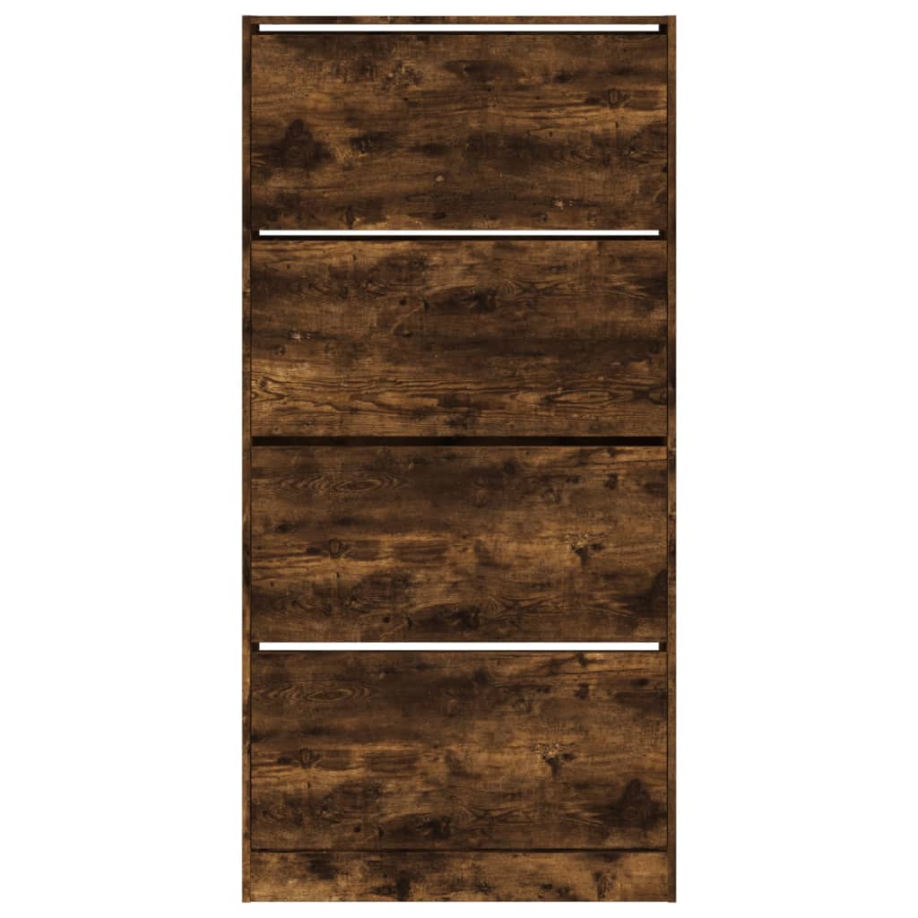 Scarpiera Con 4 Cassetti Ribaltabili Rovere Fumo 80x21x163,5 cm - Image 6