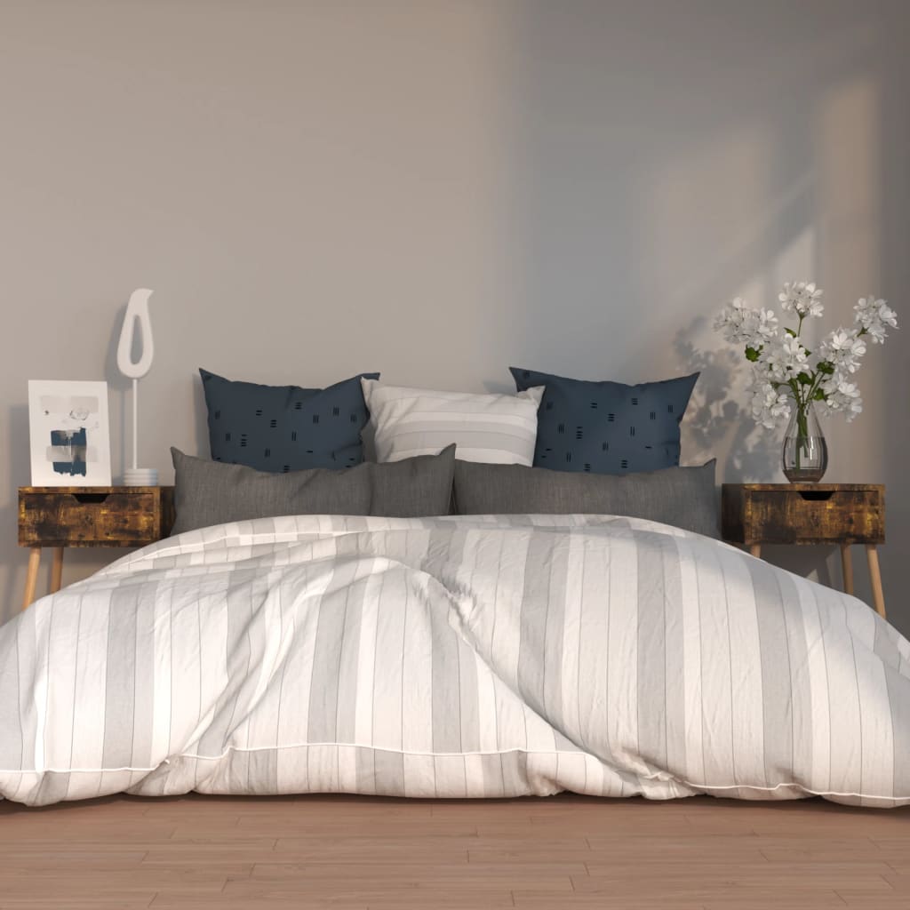 Comodini 2 Pz Rovere Fumo 40x40x56 Cm In Legno Multistrato