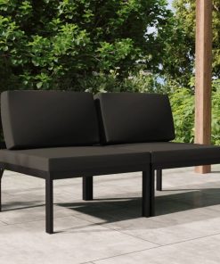 Divano Da Giardino A 2 Posti Con Cuscini In Alluminio Antracite