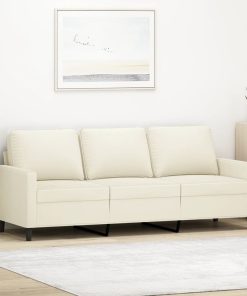 Divano A 3 Posti Crema 180 Cm In Velluto