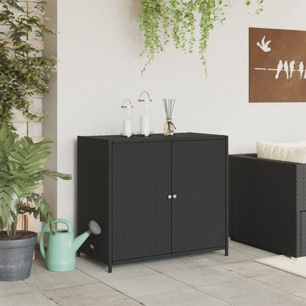 Armadietto Portaoggetti Da Giardino Nero 83x45x76 Cm Polyrattan