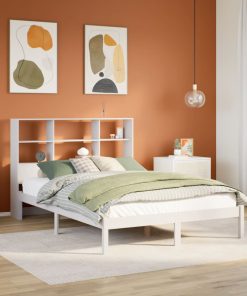 Letto Libreria Senza Materasso Bianco 120x200 Cm Legno Di Pino