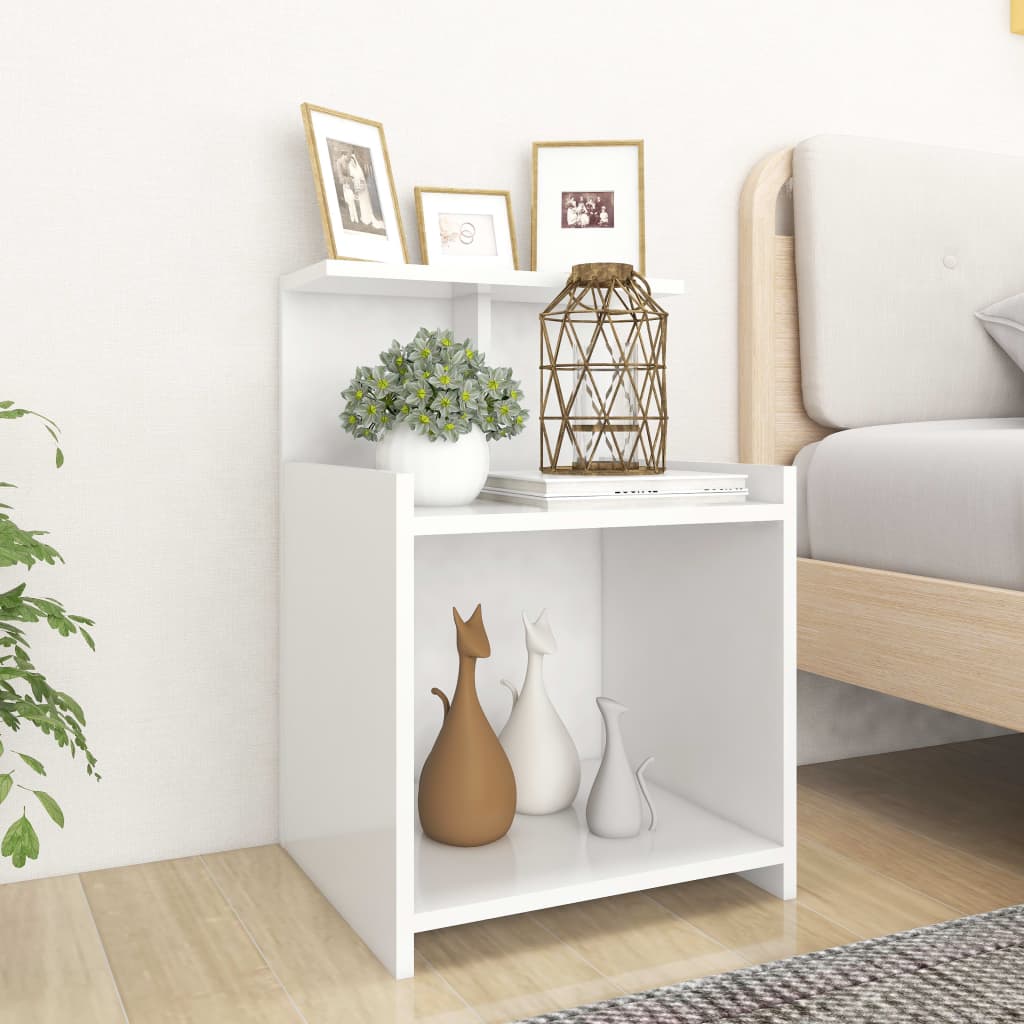 Comodino Bianco 40x35x60 Cm In Legno Multistrato