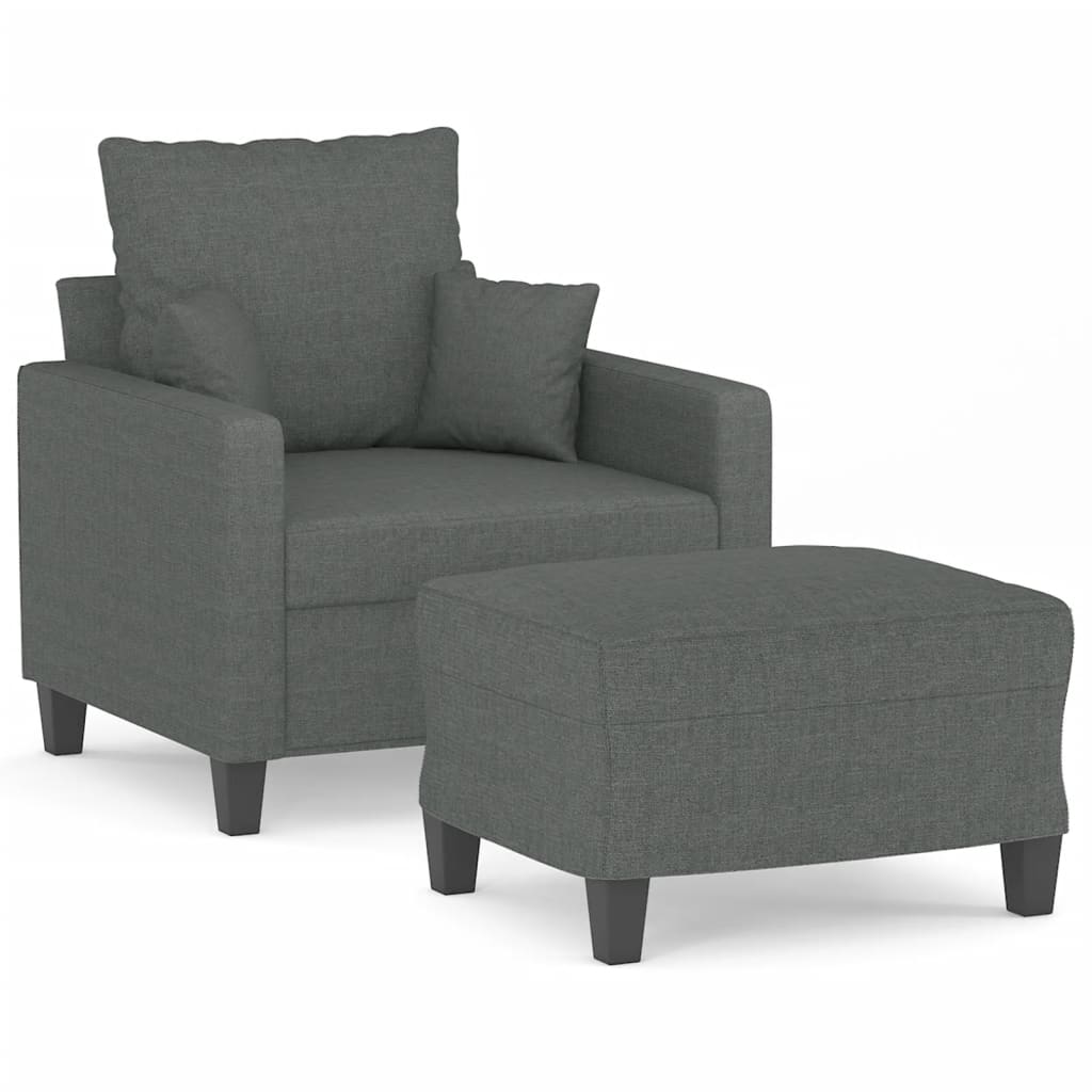 Poltrona Con Poggiapiedi Grigio Scuro 60 Cm In Tessuto