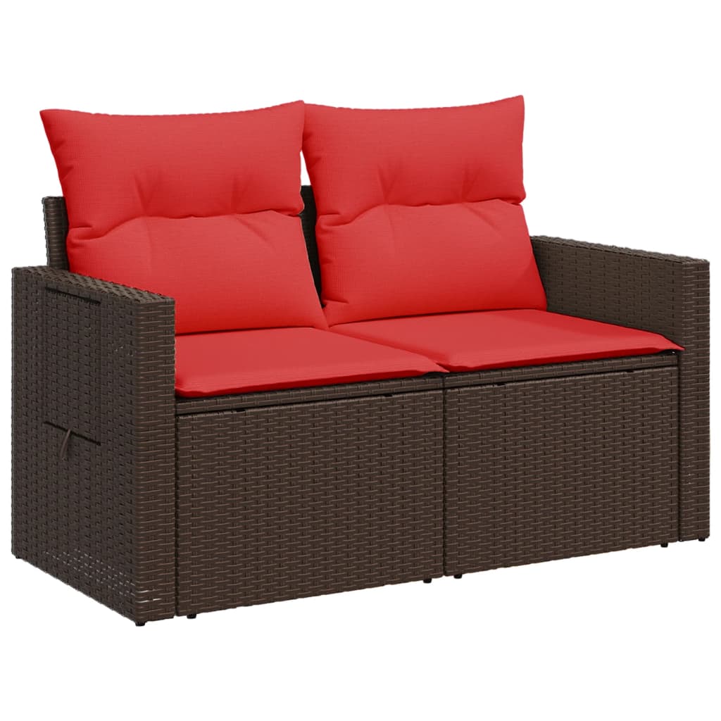Divano Da Giardino Con Cuscini A 2 Posti Marrone In Polyrattan