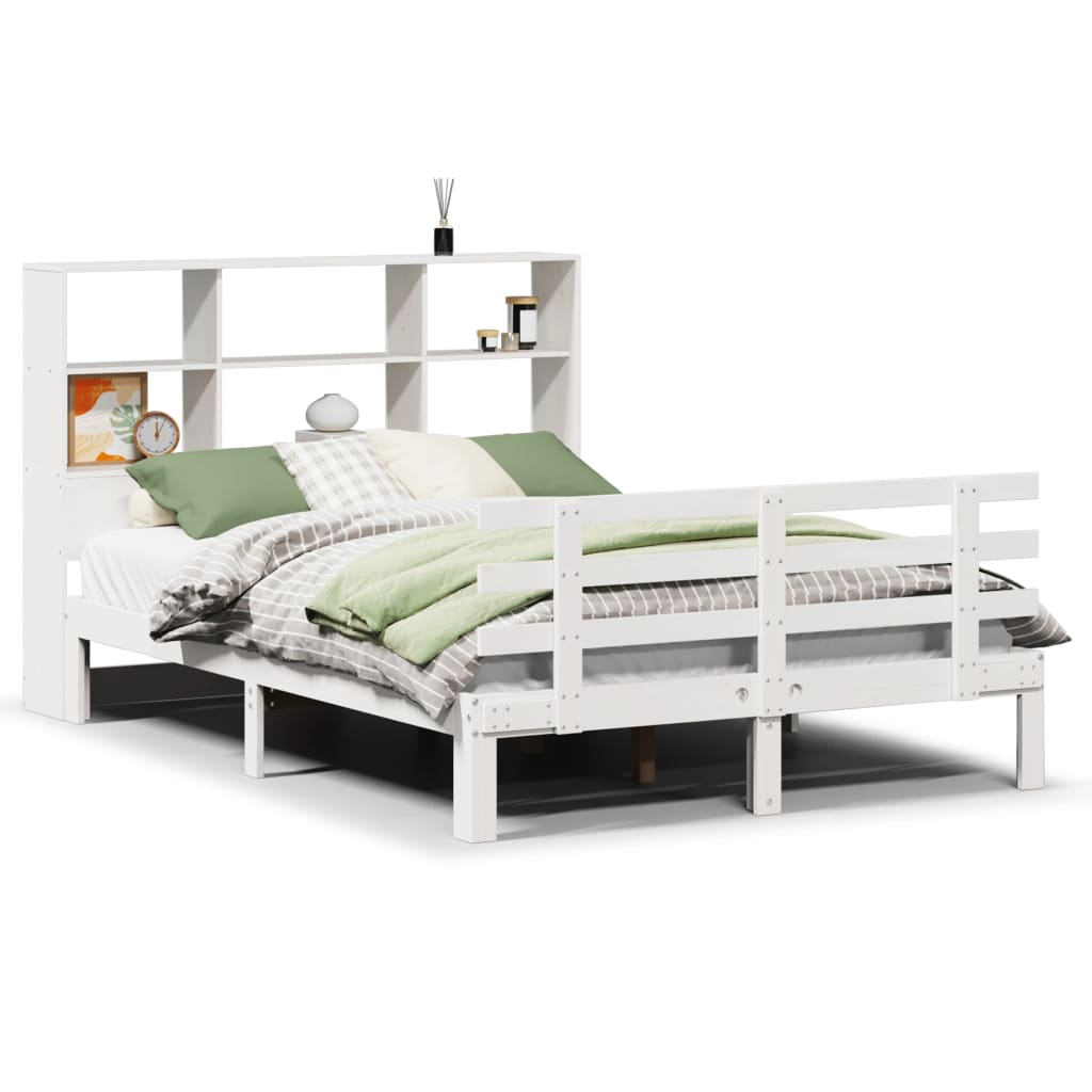 Letto Libreria Senza Materasso Bianco 140x190 Cm Legno Di Pino