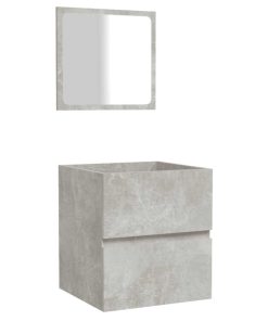 Mobile Da Bagno Con Specchio Grigio Cemento Legno Multistrato