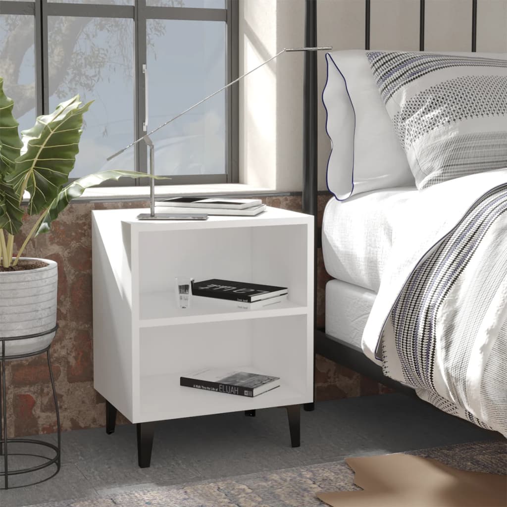 Comodino Con Gambe In Metallo Bianco 40x30x50 cm - Image 5