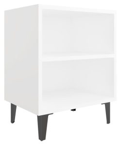 Comodino Con Gambe In Metallo Bianco 40x30x50 cm