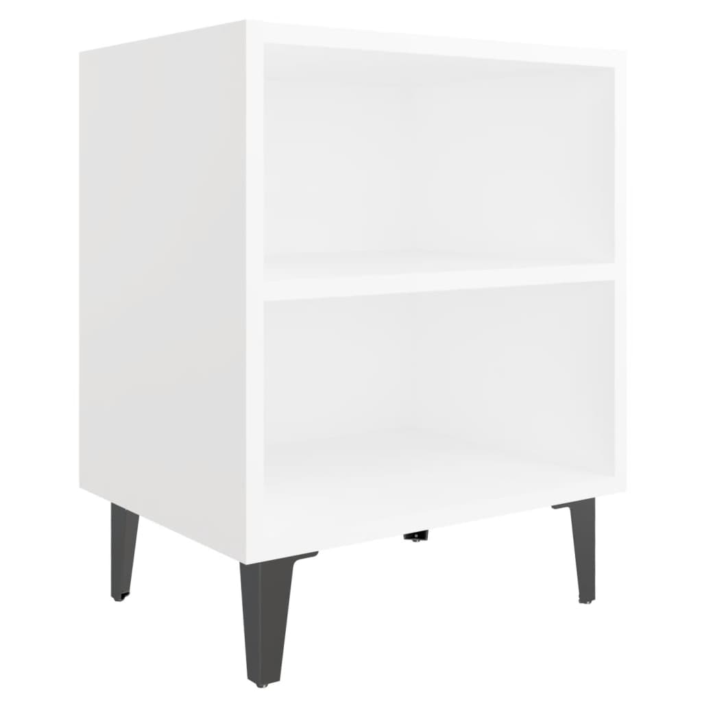 Comodino Con Gambe In Metallo Bianco 40x30x50 cm