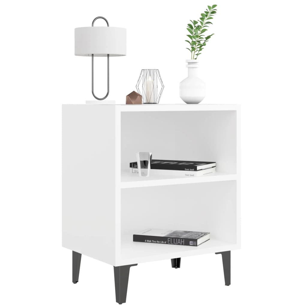 Comodino Con Gambe In Metallo Bianco 40x30x50 cm - Image 2