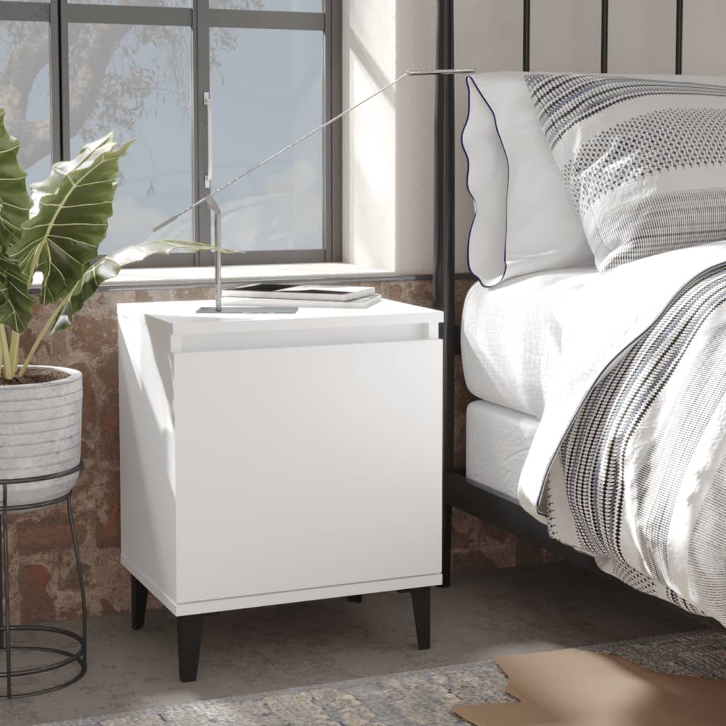 Comodino Con Gambe In Metallo Bianco 40x30x50 cm - Image 5