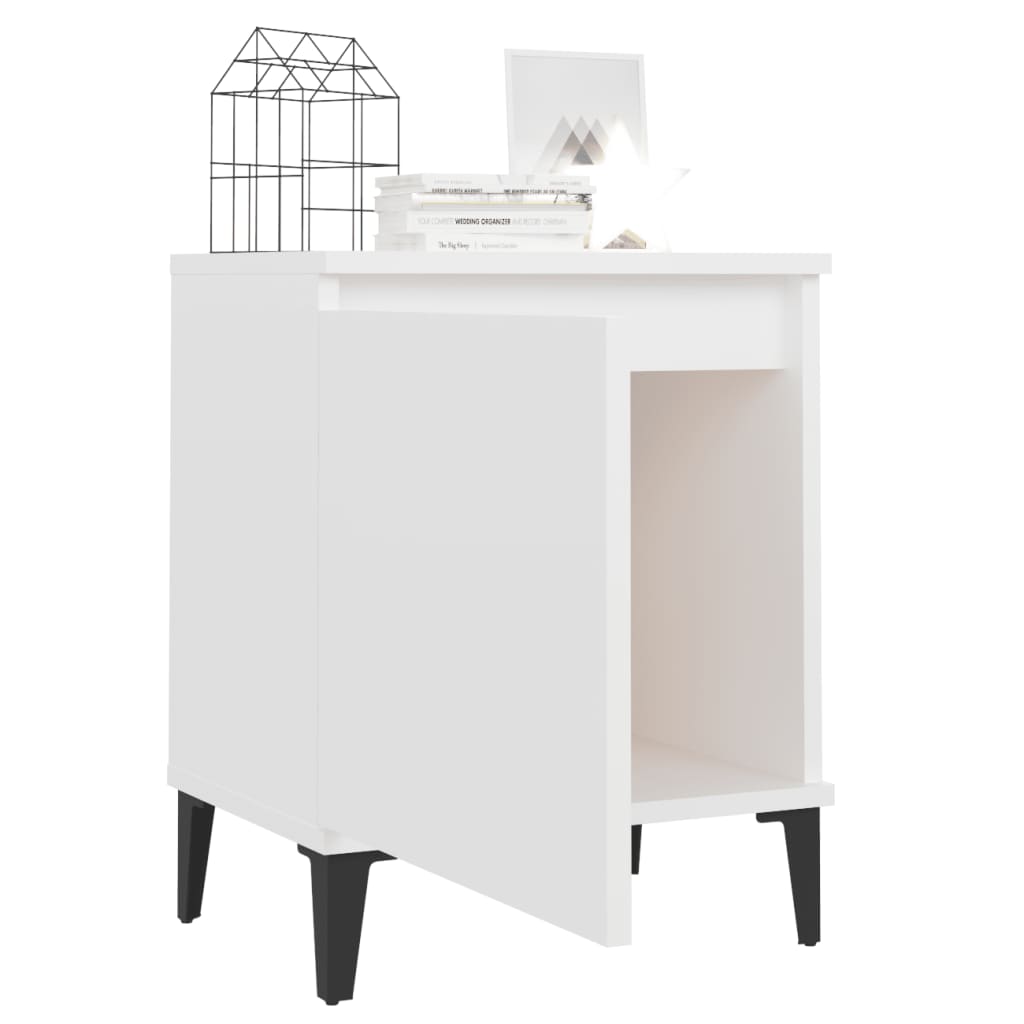 Comodino Con Gambe In Metallo Bianco 40x30x50 cm - Image 4