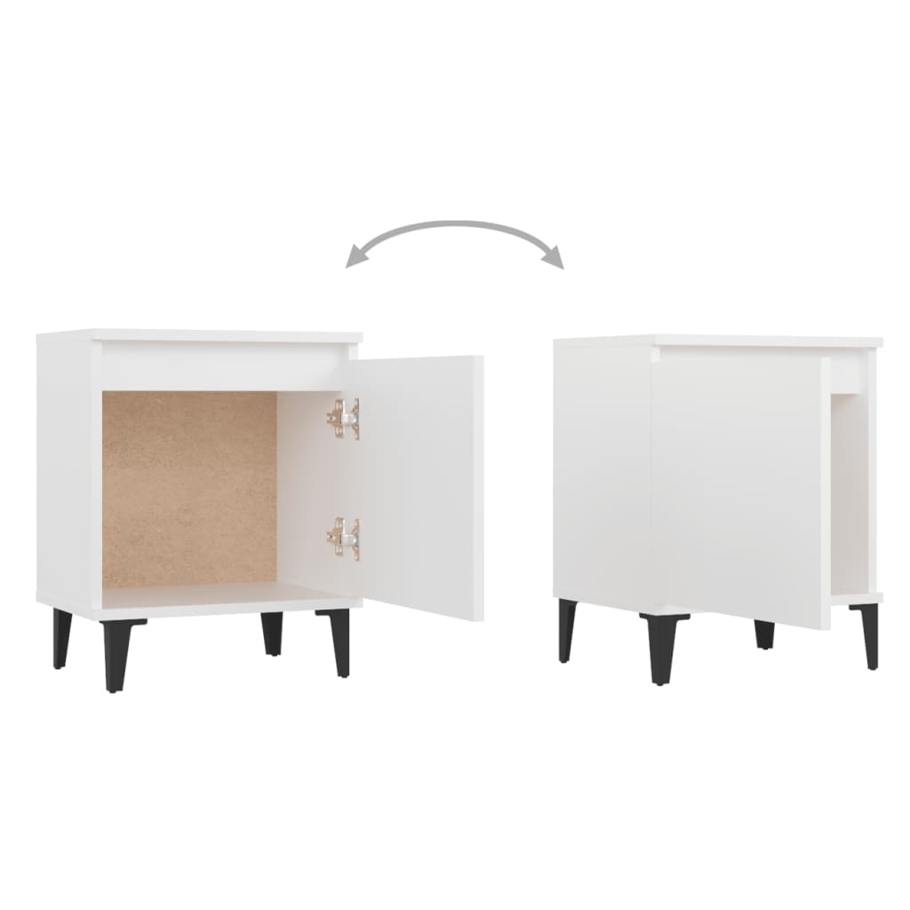 Comodino Con Gambe In Metallo Bianco 40x30x50 cm - Image 3