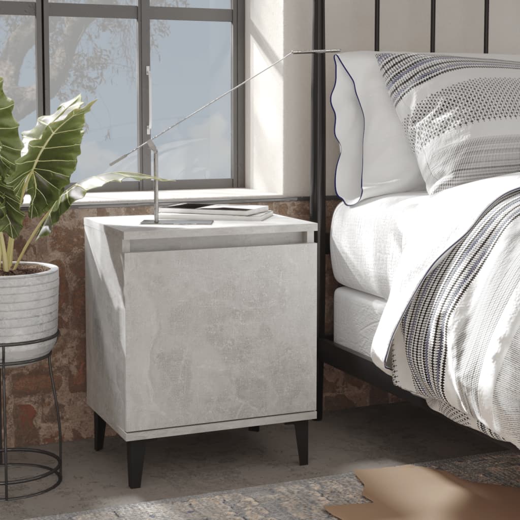 Comodino Con Gambe In Metallo Grigio Cemento 40x30x50 cm - Image 5