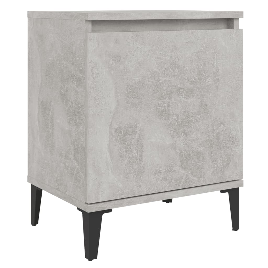 Comodino Con Gambe In Metallo Grigio Cemento 40x30x50 cm - Image 4