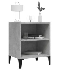 Comodino Con Gambe In Metallo Grigio Cemento 40x30x50 cm
