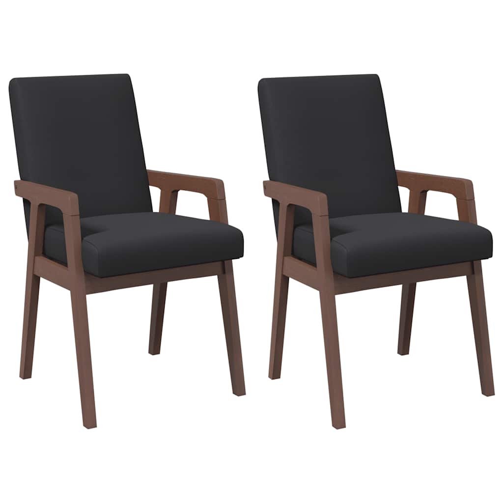 Sedie Da Pranzo Con Cuscini 2pz Marrone Legno Massello Di Hevea