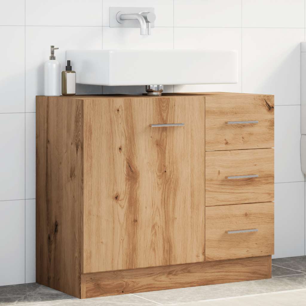 Mobile Lavabo Rovere Artigianale 63x30x54 Cm In Truciolato - Image 3