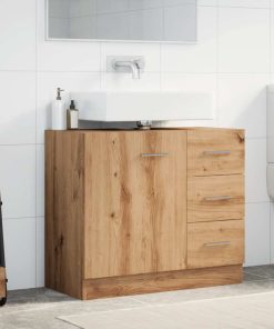 Mobile Lavabo Rovere Artigianale 63x30x54 Cm In Truciolato