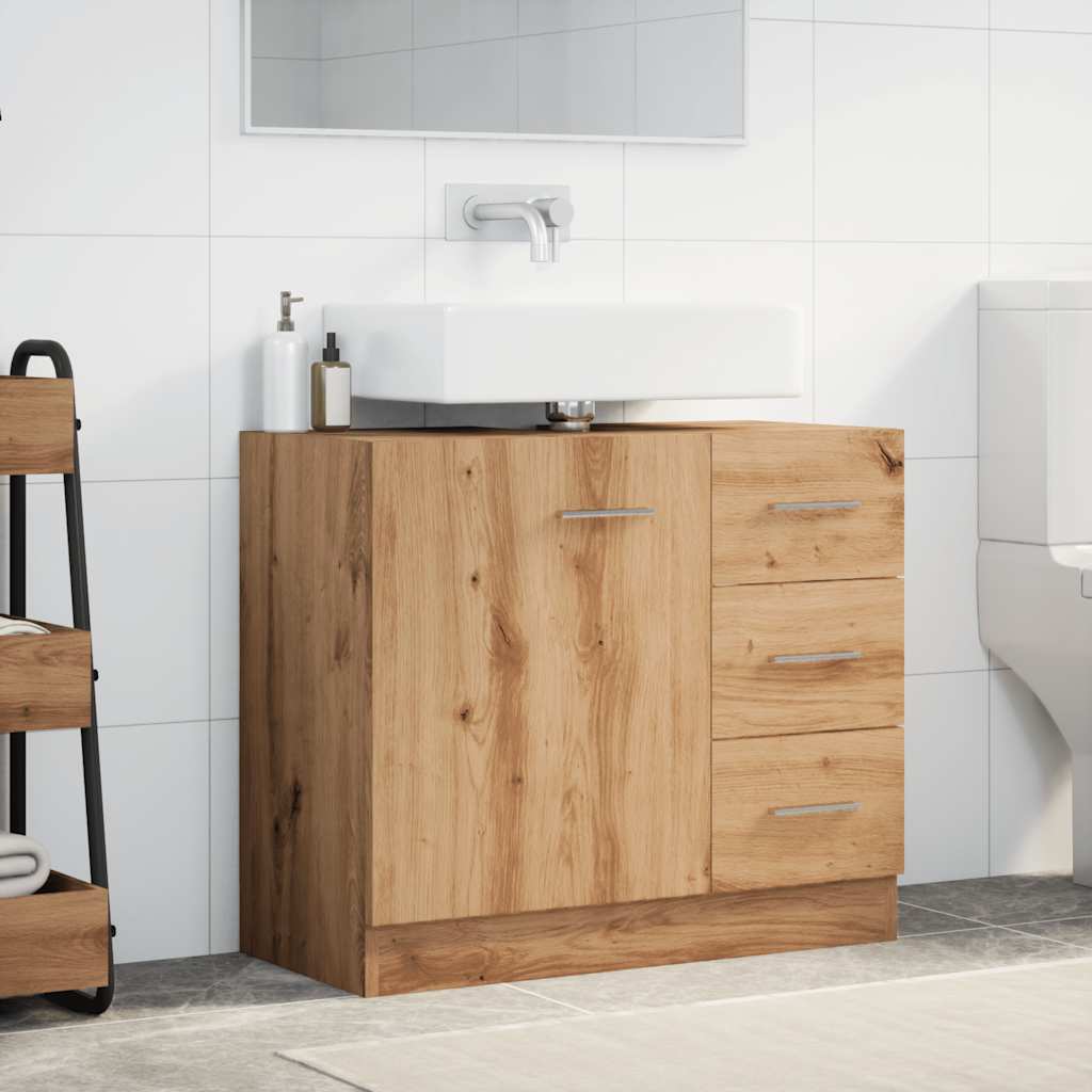 Mobile Lavabo Rovere Artigianale 63x30x54 Cm In Truciolato