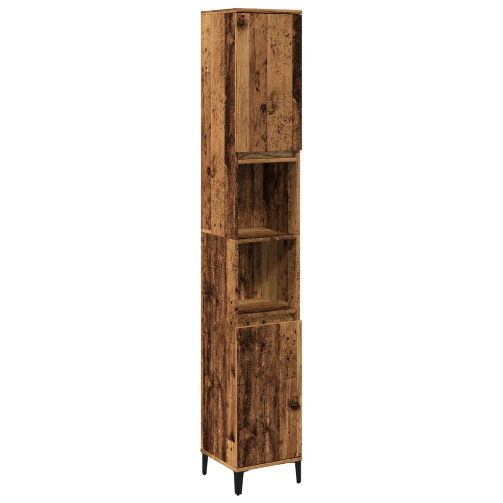 Armadietto Bagno Legno Antico 30x30x190 Cm In Legno Multistrato