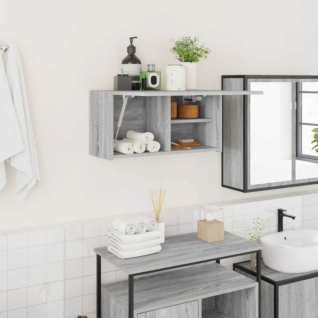 Armadietto Bagno Grigio Sonoma 60x25x30 Cm In Legno Multistrato