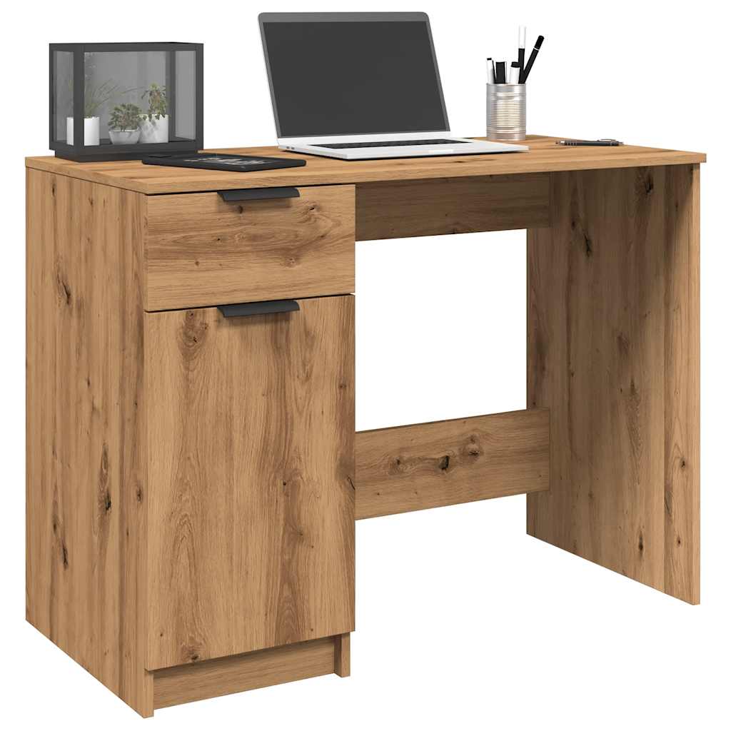 Scrivania Rovere Artigianale 100x50x75 Cm In Legno Multistrato