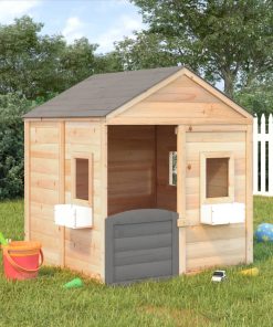 Casetta Con Porta Chiudibile E Vasi Fiori Legno Massello Abete