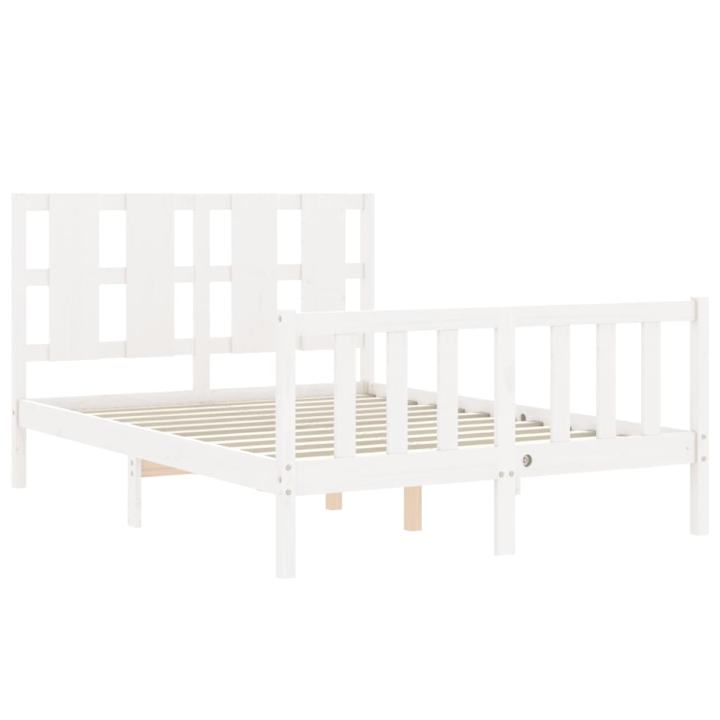 Letto Senza Materasso Bianco 140x190 Cm Legno Massello Di Pino