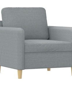 Poltrona Con Poggiapiedi Grigio Chiaro 60 Cm In Tessuto