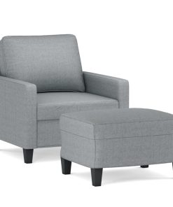 Poltrona Con Poggiapiedi Grigio Chiaro 60 Cm In Tessuto