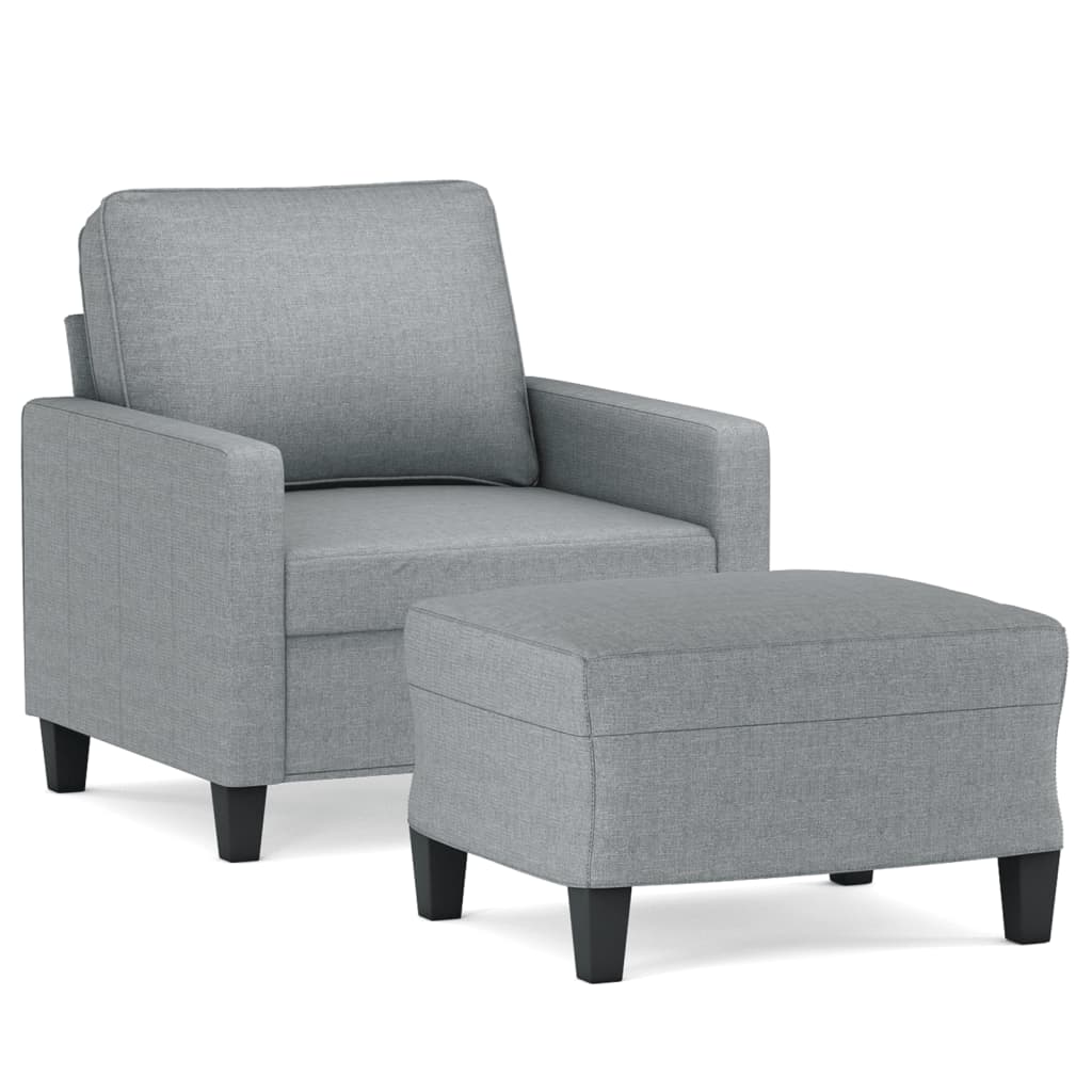 Poltrona Con Poggiapiedi Grigio Chiaro 60 Cm In Tessuto