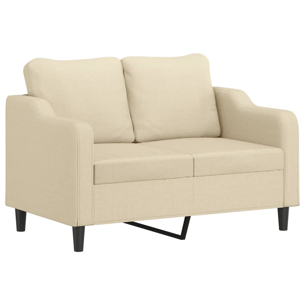Set Di Divani 2 Pz Con Cuscini Crema In Tessuto