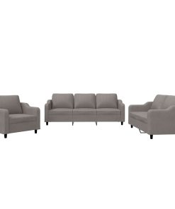 Set Di Divani 3 Pz Con Cuscini Tortora In Tessuto