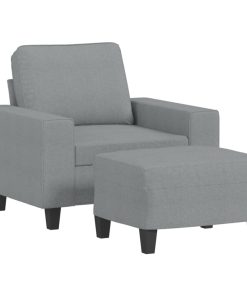 Poltrona Con Poggiapiedi Grigio Chiaro 60 Cm In Tessuto