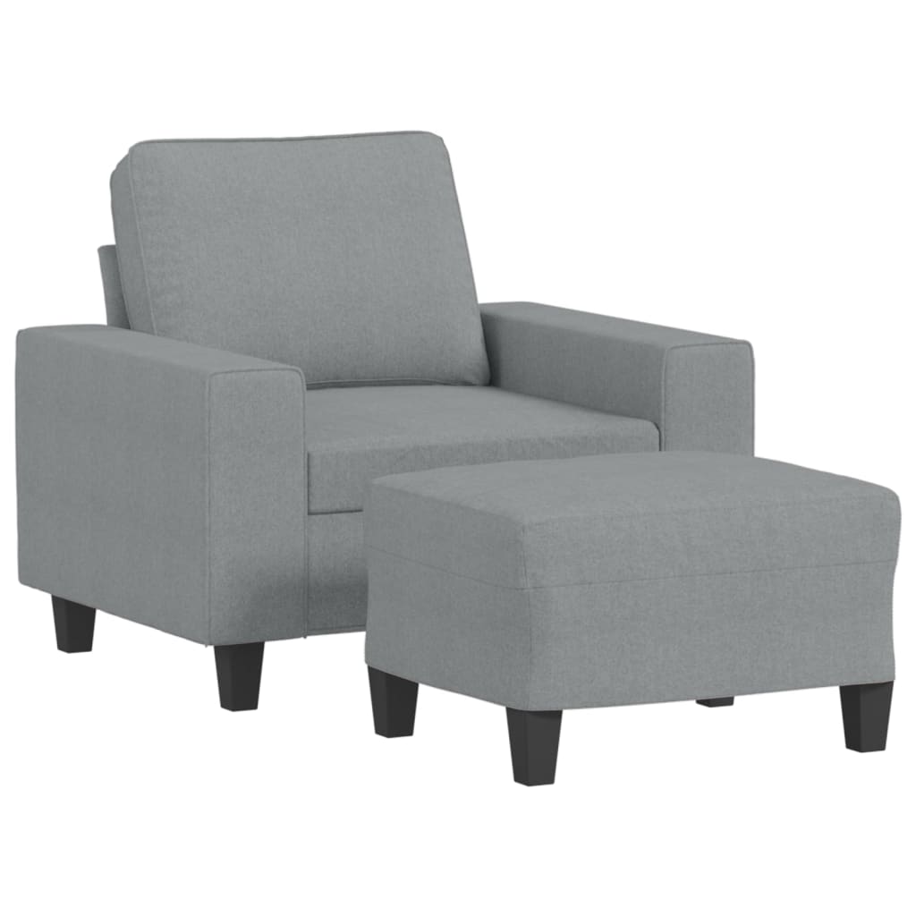 Poltrona Con Poggiapiedi Grigio Chiaro 60 Cm In Tessuto