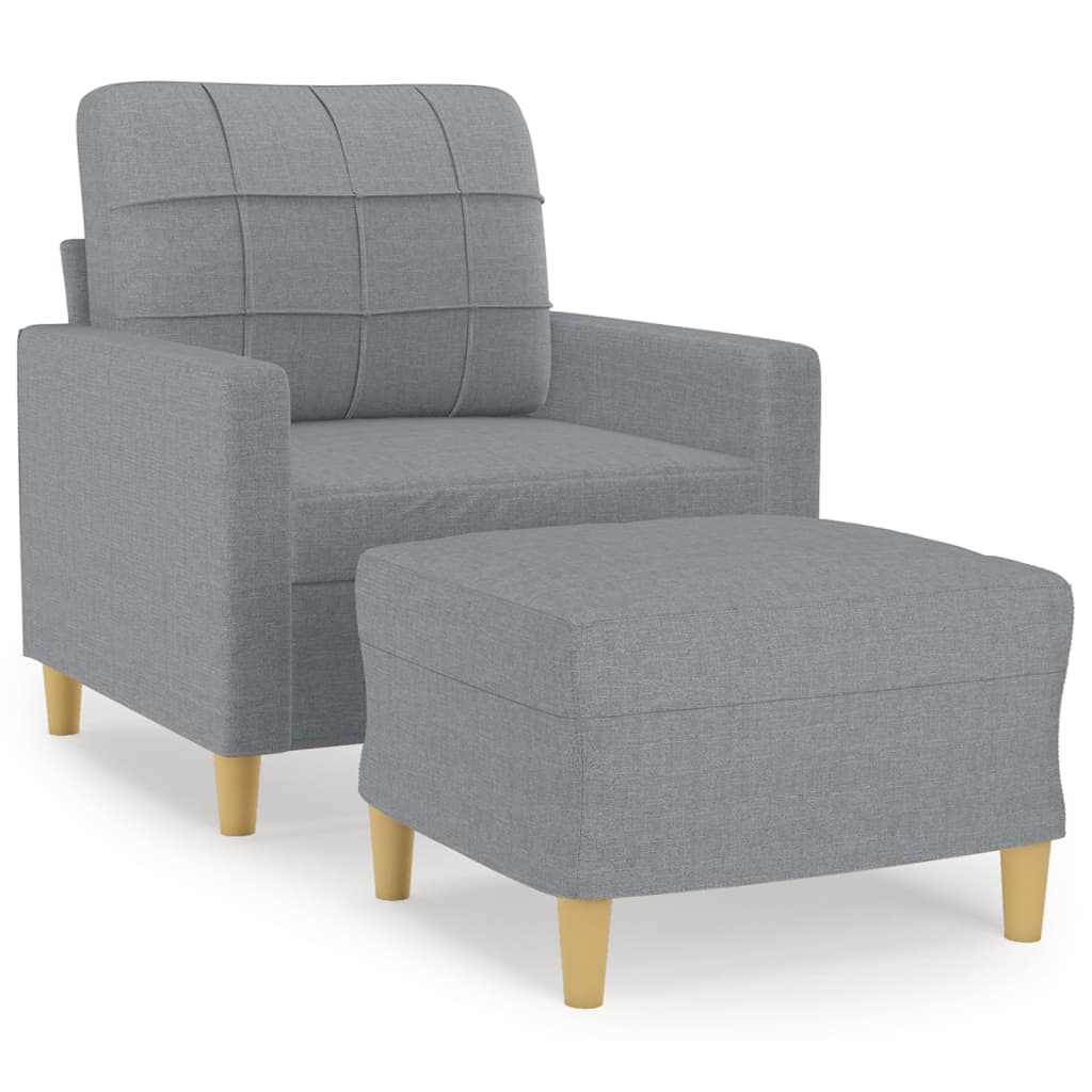Poltrona Con Poggiapiedi Grigio Chiaro 60 Cm In Tessuto - Image 6