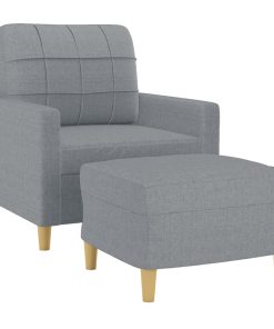 Poltrona Con Poggiapiedi Grigio Chiaro 60 Cm In Tessuto