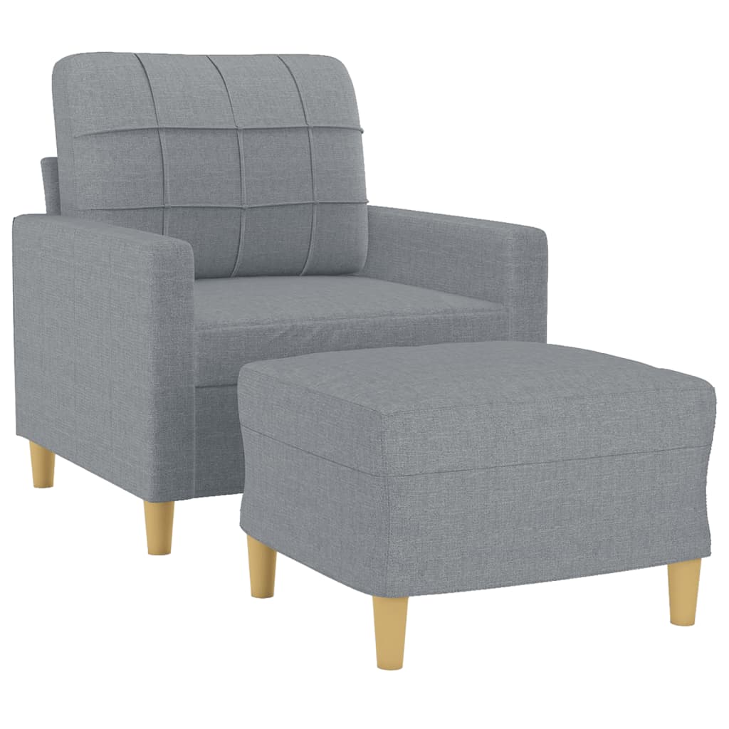 Poltrona Con Poggiapiedi Grigio Chiaro 60 Cm In Tessuto