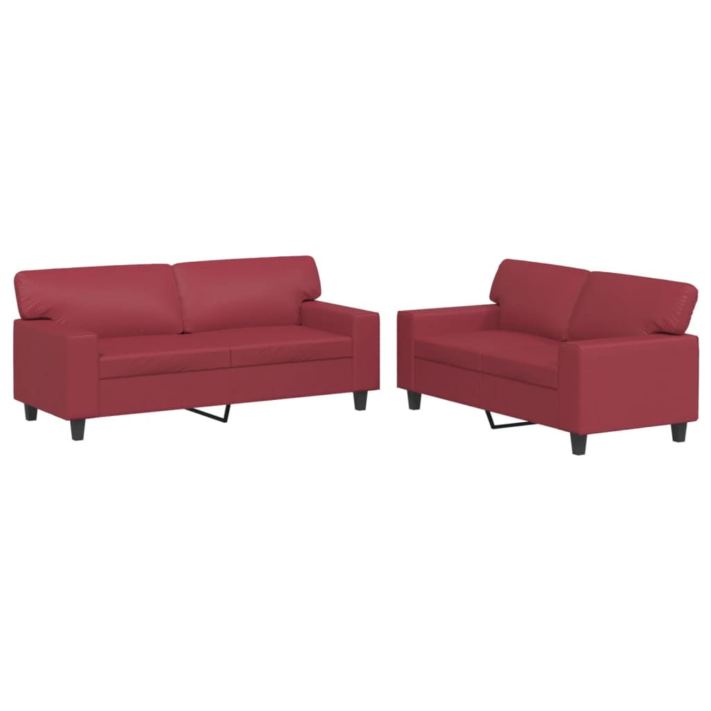 Set Di Divani 2 Pz Rosso Vino In Similpelle - Image 3